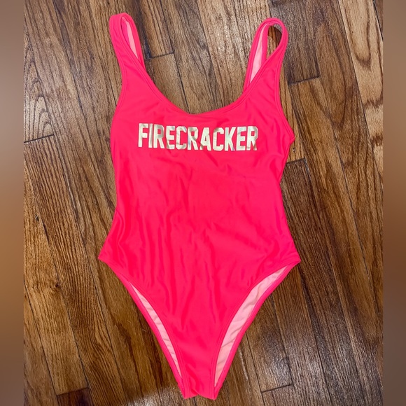 Swim Hot Pink High Waisted Scoop Back One Piece Swimsuit Or Bodysuit
